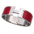 Hermes Bangle Click Classic H GP Silver Red Classy Fashionable