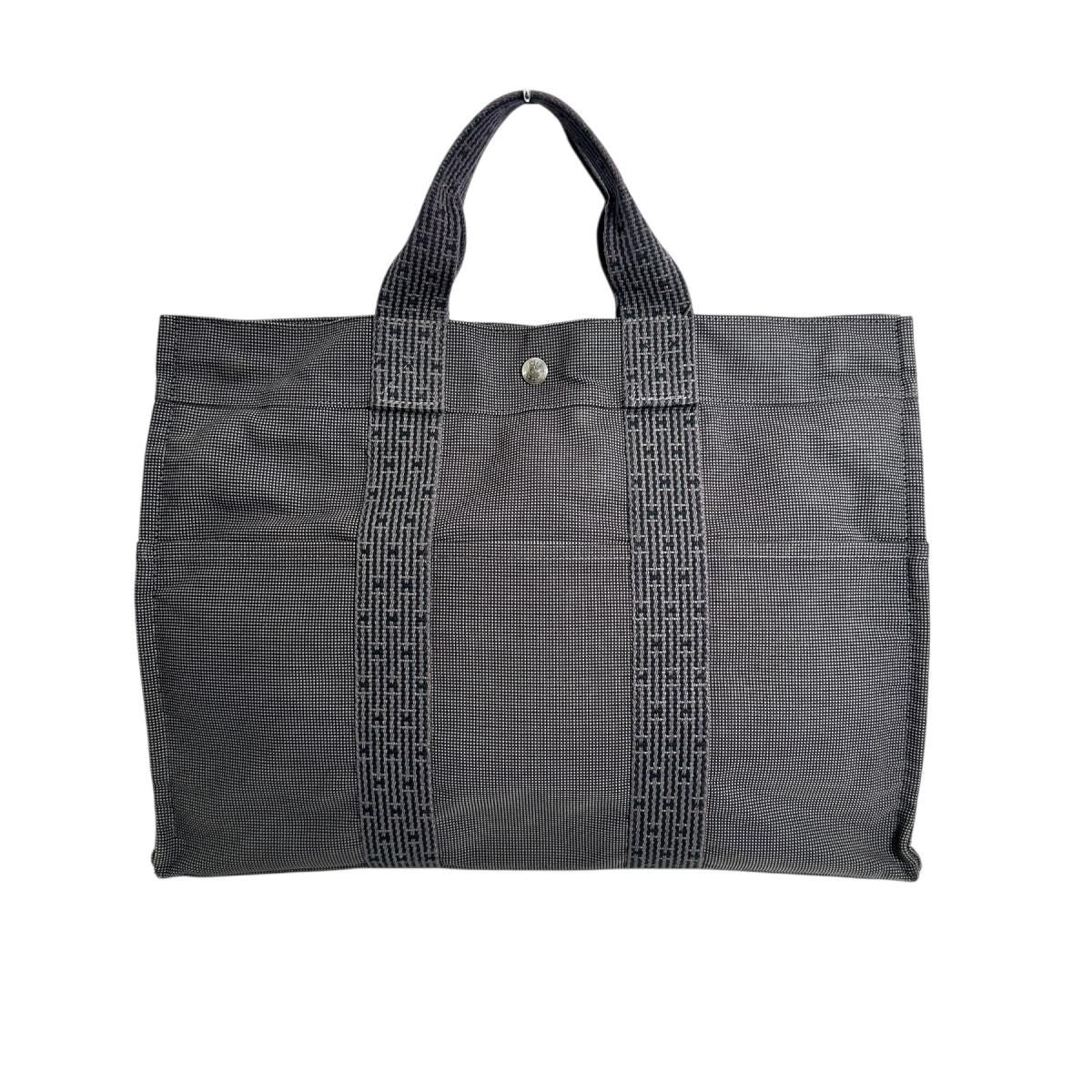 Hermes Canvas Handbag Her Line MM Tote Bag Gray — view 2