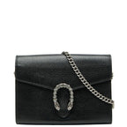 Gucci Dionysus Crossbody Chain Shoulder Bag Wallet Black Leather