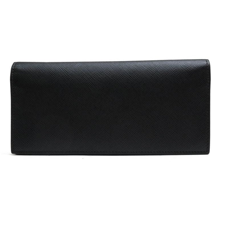 Prada Long Wallet Men Leather Black 2 Mv836 Portafverticale Saffiano — view 2