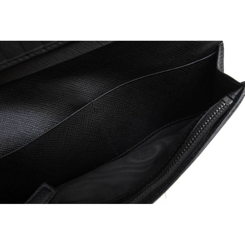 Prada Long Wallet Men Leather Black 2 Mv836 Portafverticale Saffiano — view 8