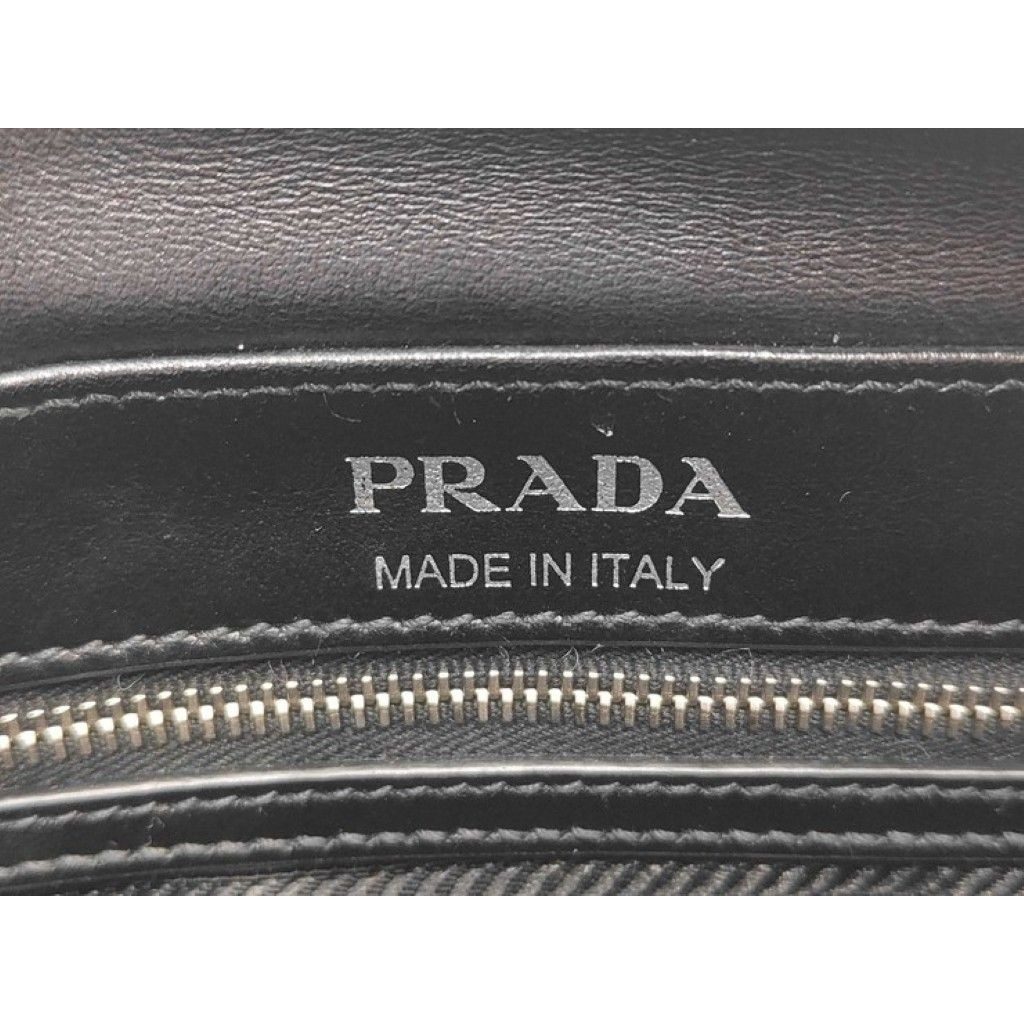 Prada Shoulder Bag Black Pink Leather Logo White Tag Silver — view 8