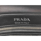 Prada Shoulder Bag Black Pink Leather Logo White Tag Silver — view 8