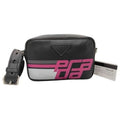 Prada Shoulder Bag Black Pink Leather Logo White Tag Silver