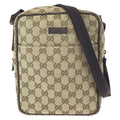 Gucci Beige Brown Silver Hardware GG Canvas Leather Shoulder Bag