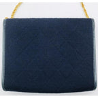 Chanel CC Logo Minimato Cotton Jersey Push Lock Chain Shoulder Bag Navy — view 2
