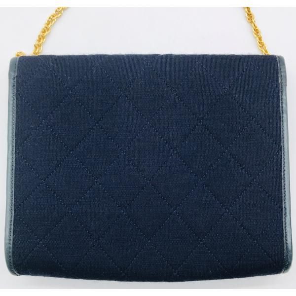 Chanel CC Logo Minimato Cotton Jersey Push Lock Chain Shoulder Bag Navy — view 2