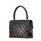 Chanel Quilted Handbag Top Handle Black Lambskin — view 2