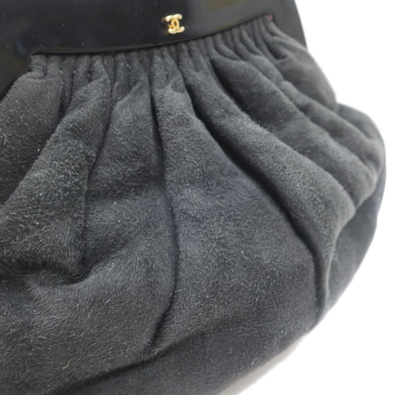 Chanel Clasp Chain Shoulder Bag Suede Xplastic Black Gdhardware — view 8