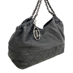 Chanel Chain Tote Coco Cabas Leather Black Silver — view 2