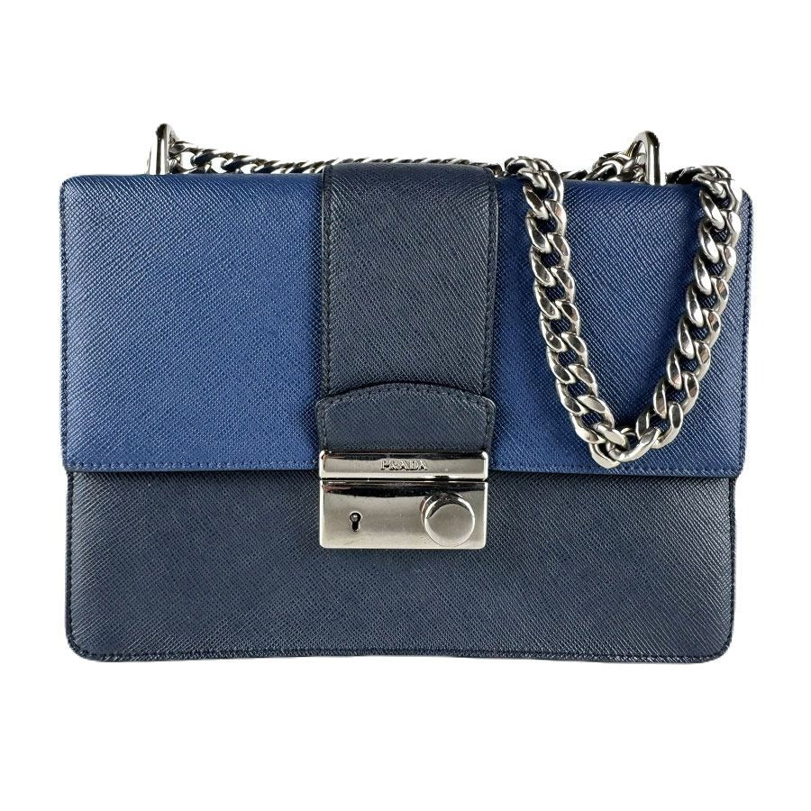 Prada Shoulder Bag Leather Navy