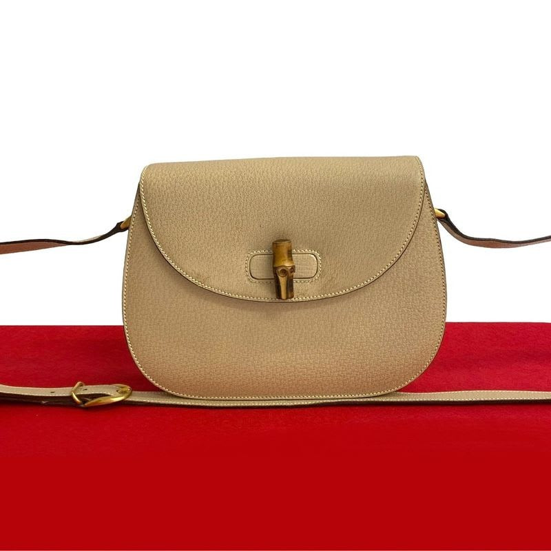 Gucci Vintage Bamboo Turnlock Leather Shoulder Bag
