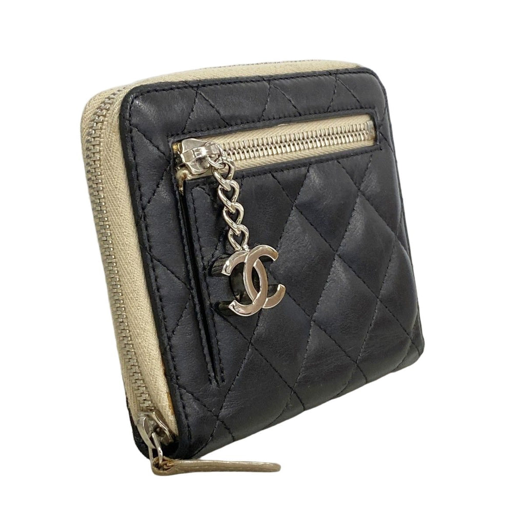 Chanel Wallet Quilted Lambskin Black Silver — view 2