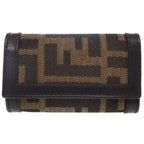 Fendi Zucca Canvas Leather Brown 6 Key Case