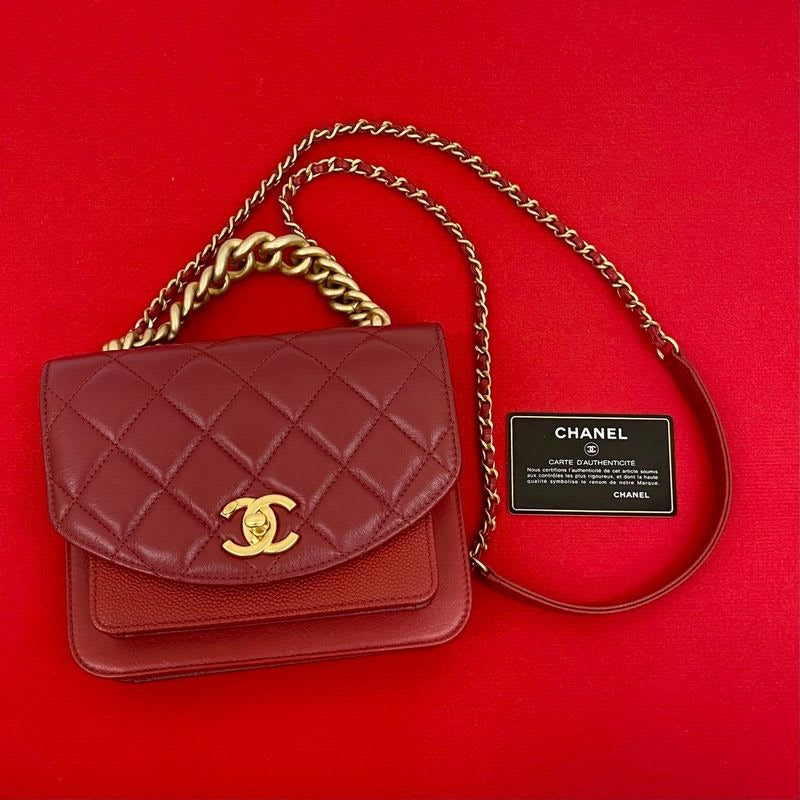 Chanel Small Flap Caviar Leather Calfskin 2-Way Hand Bag