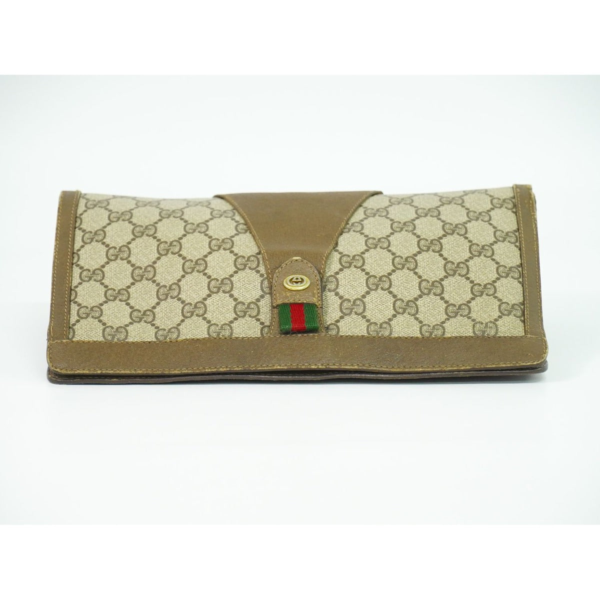 Gucci Vintage Sherry Line GG Supreme Clutch Beige — view 5