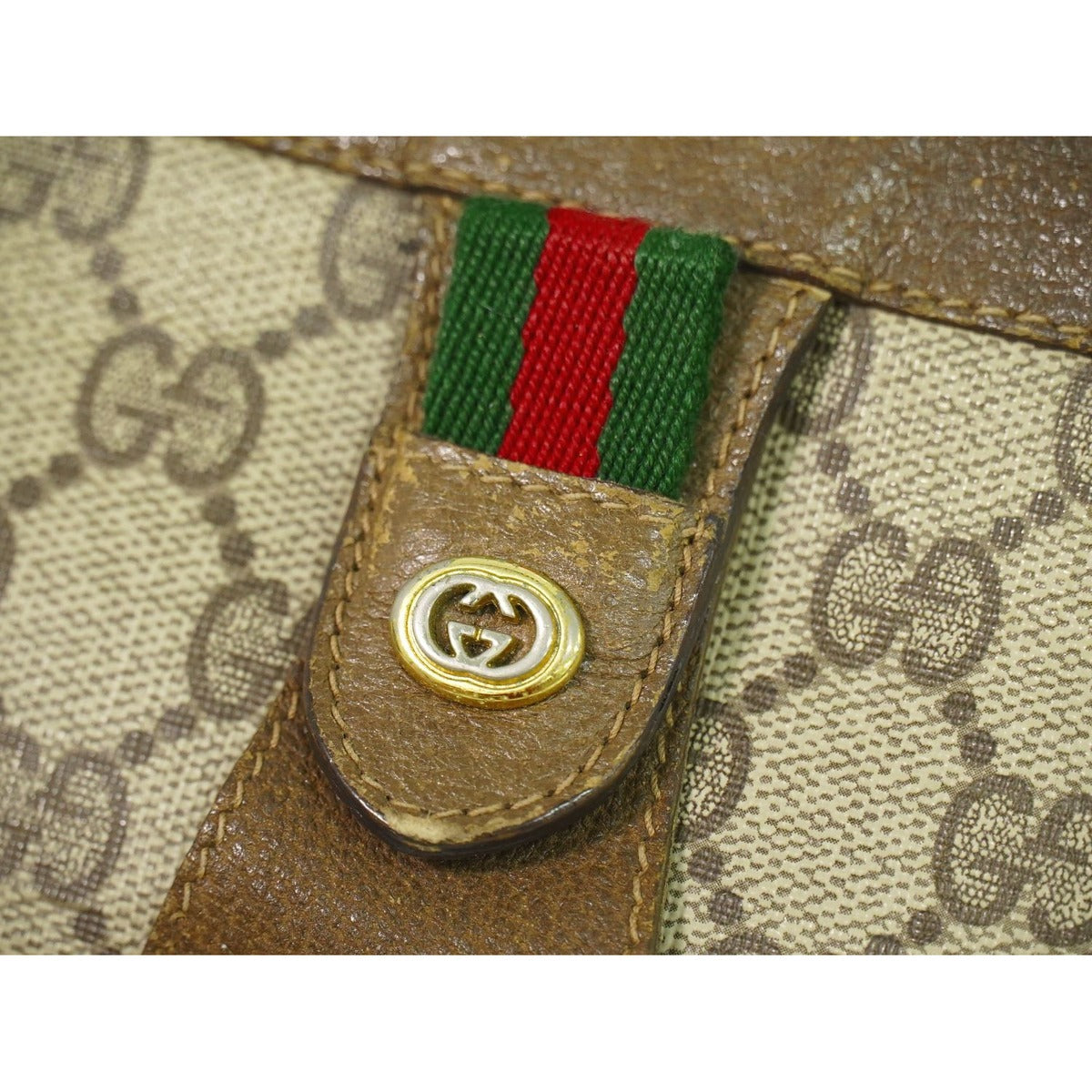 Gucci Vintage Sherry Line GG Supreme Clutch Beige — view 7
