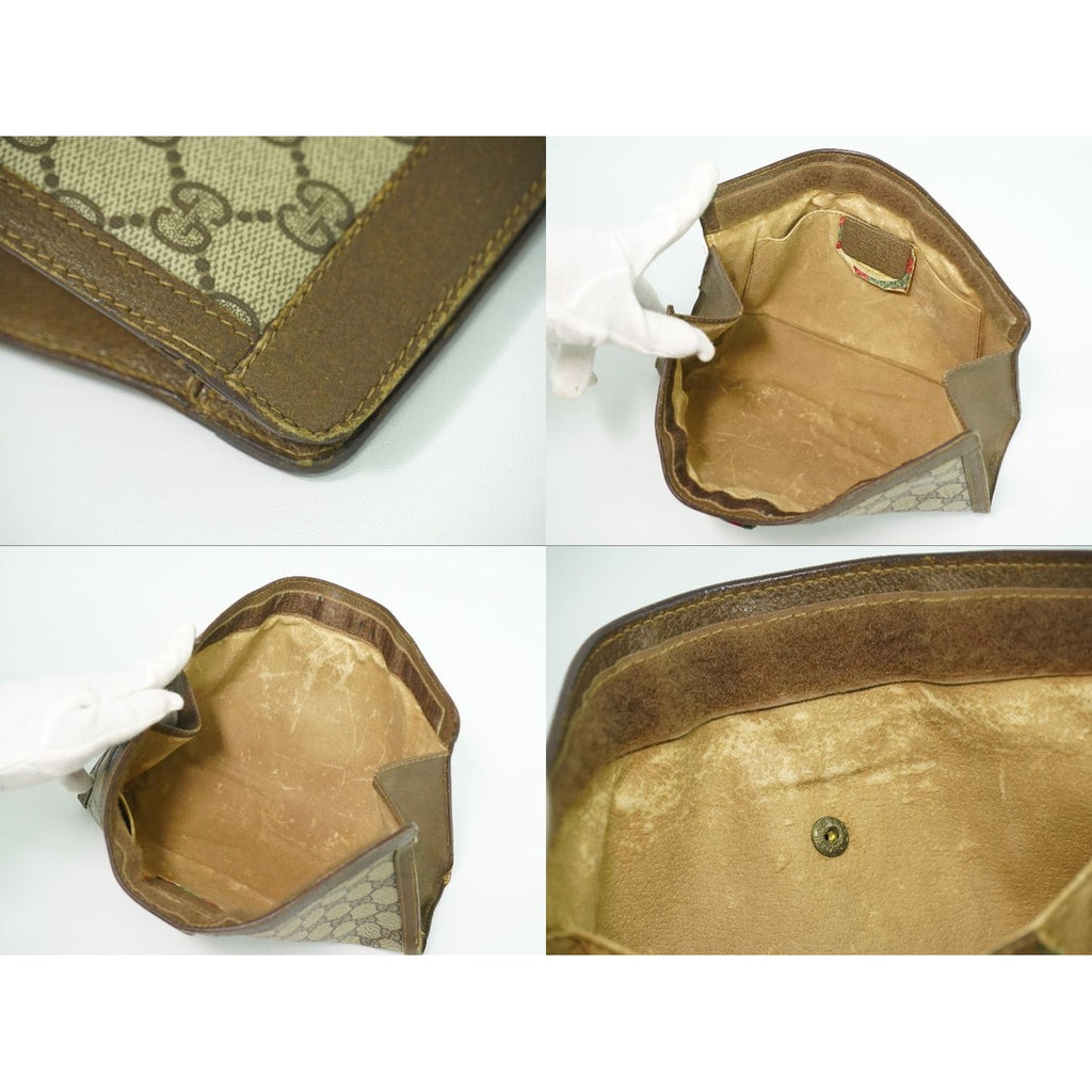 Gucci Vintage Sherry Line GG Supreme Clutch Beige — view 8