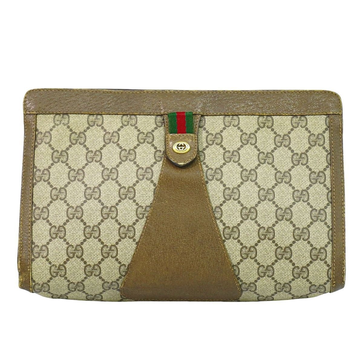 Gucci Vintage Sherry Line GG Supreme Clutch Beige