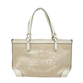 Gucci Craft Tote Shoulder Bag White Beige Canvas Leather