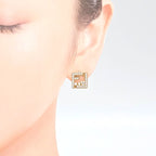 Fendi Forever Earrings FF Motif White Crystal Zirconia Gold Polished — view 2