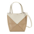 Loewe Puzzle Fo Tote Mini 2-Way Shoulder Bag Leather Beige White Fold