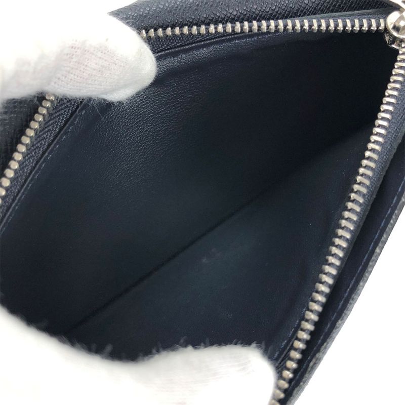 Louis Vuitton Long Wallet Portefeuille Brazza Taiga Dark Navy Silver Hardware — view 7