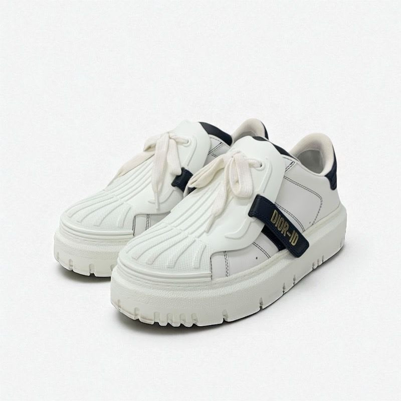 Christian Dior-id Sneakers Shoes Leather Rubber White Black Logo Velcro