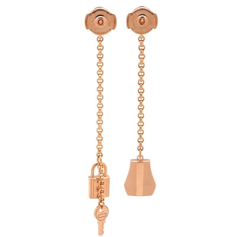 Hermes Earrings Kelly Clochette 18K Pink Gold Rose 750 AU Drops — view 3