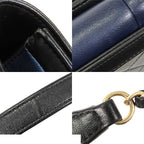 Chanel Chain Navy Black Gold Leather Quilted Shoulder Bag — view 6