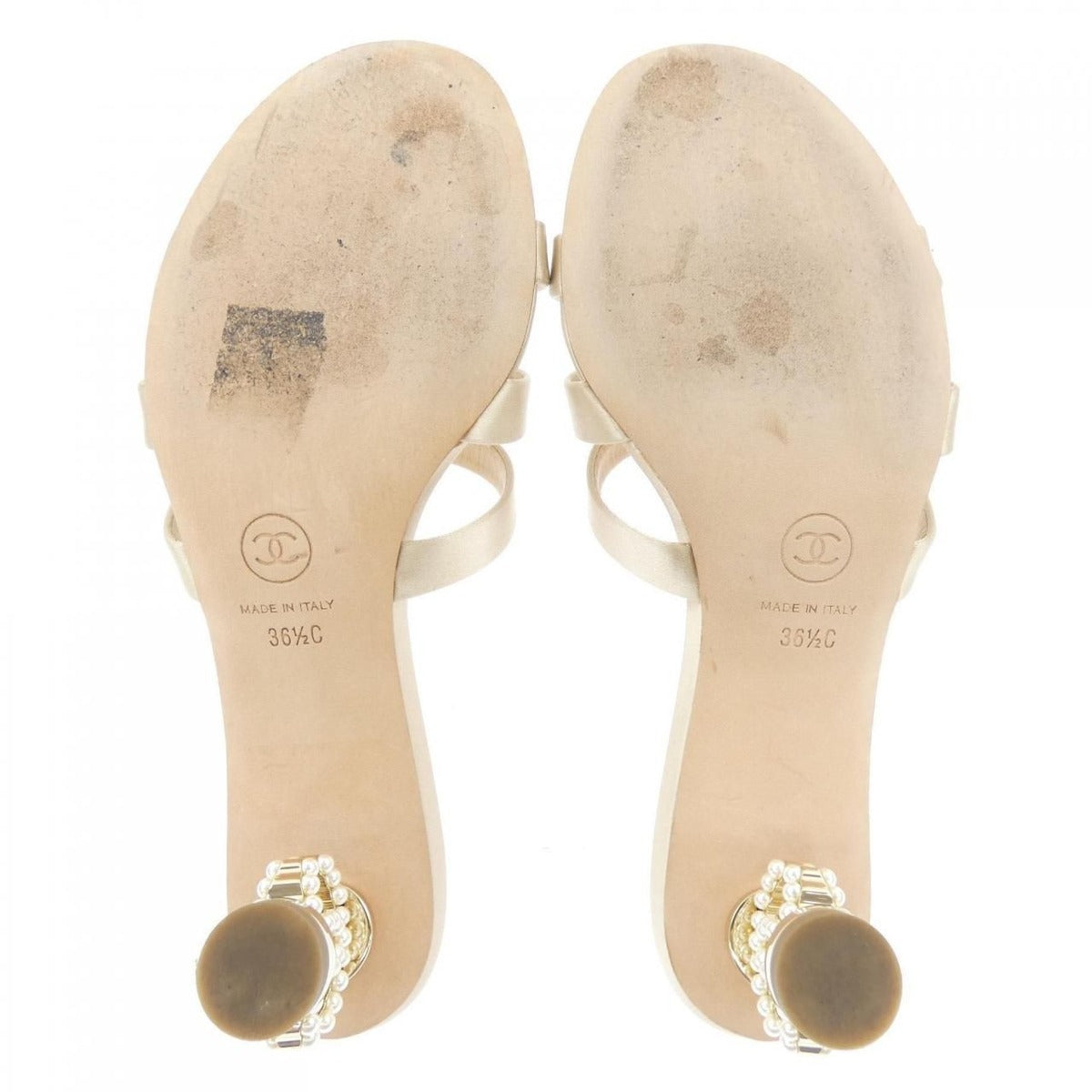 Chanel Mule Sandals Satin Beige — view 4