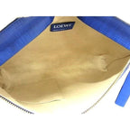 Loewe Clutch Bag Anagram T Pouch 5217 06 Blue Leather Gold Hardware — view 5