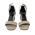 Hermes Gram 60 Sandals Shoes Suede Beige Silver Chaine D'ancre Metal Heel Strap — view 2