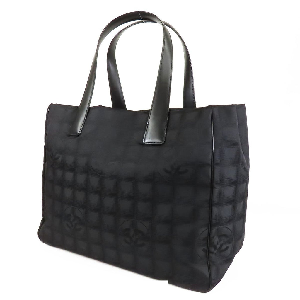 Chanel New Travel Line MM Black Gold Nylon Leather Tote Bag — view 2