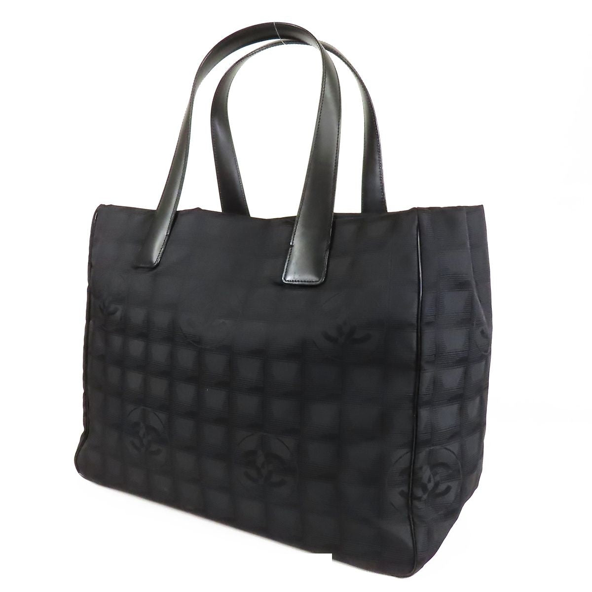 Chanel New Travel Line MM Black Gold Nylon Leather Tote Bag — view 2