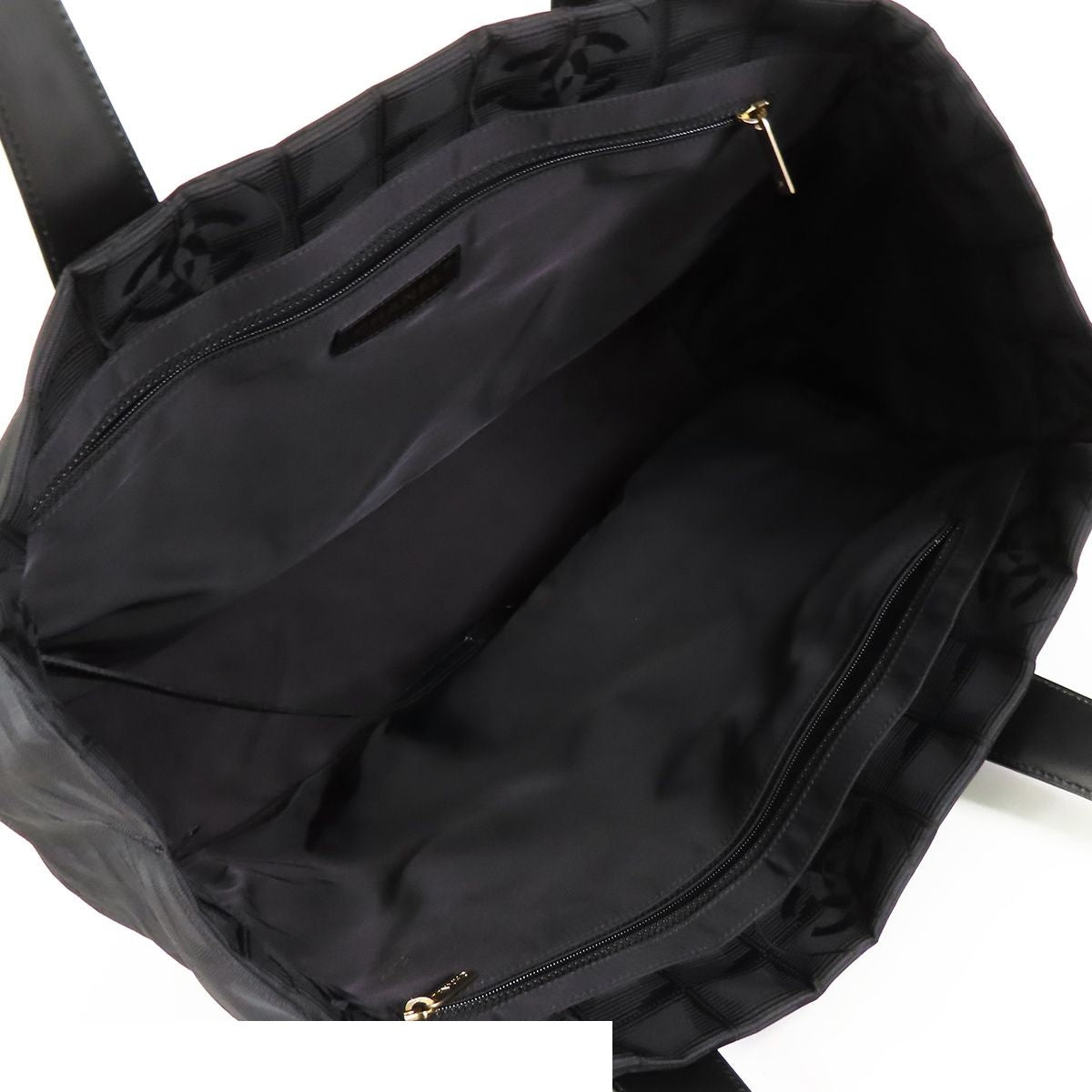 Chanel New Travel Line MM Black Gold Nylon Leather Tote Bag — view 5