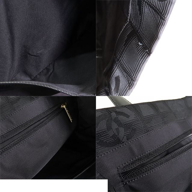 Chanel New Travel Line MM Black Gold Nylon Leather Tote Bag — view 8
