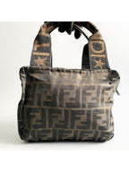 Fendi FF Vintage Zucca Canvas Mini Bag Small Handbag Tan Brown Y2