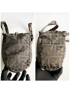 Fendi FF Vintage Zucca Canvas Mini Bag Small Handbag Tan Brown Y2