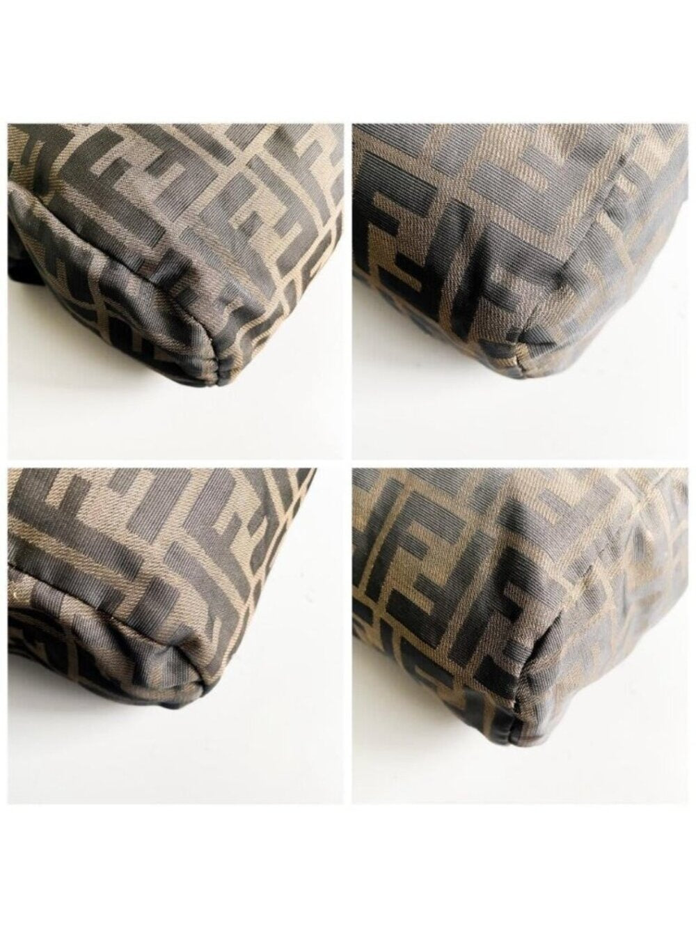 Fendi FF Vintage Zucca Canvas Mini Bag Small Handbag Tan Brown Y2