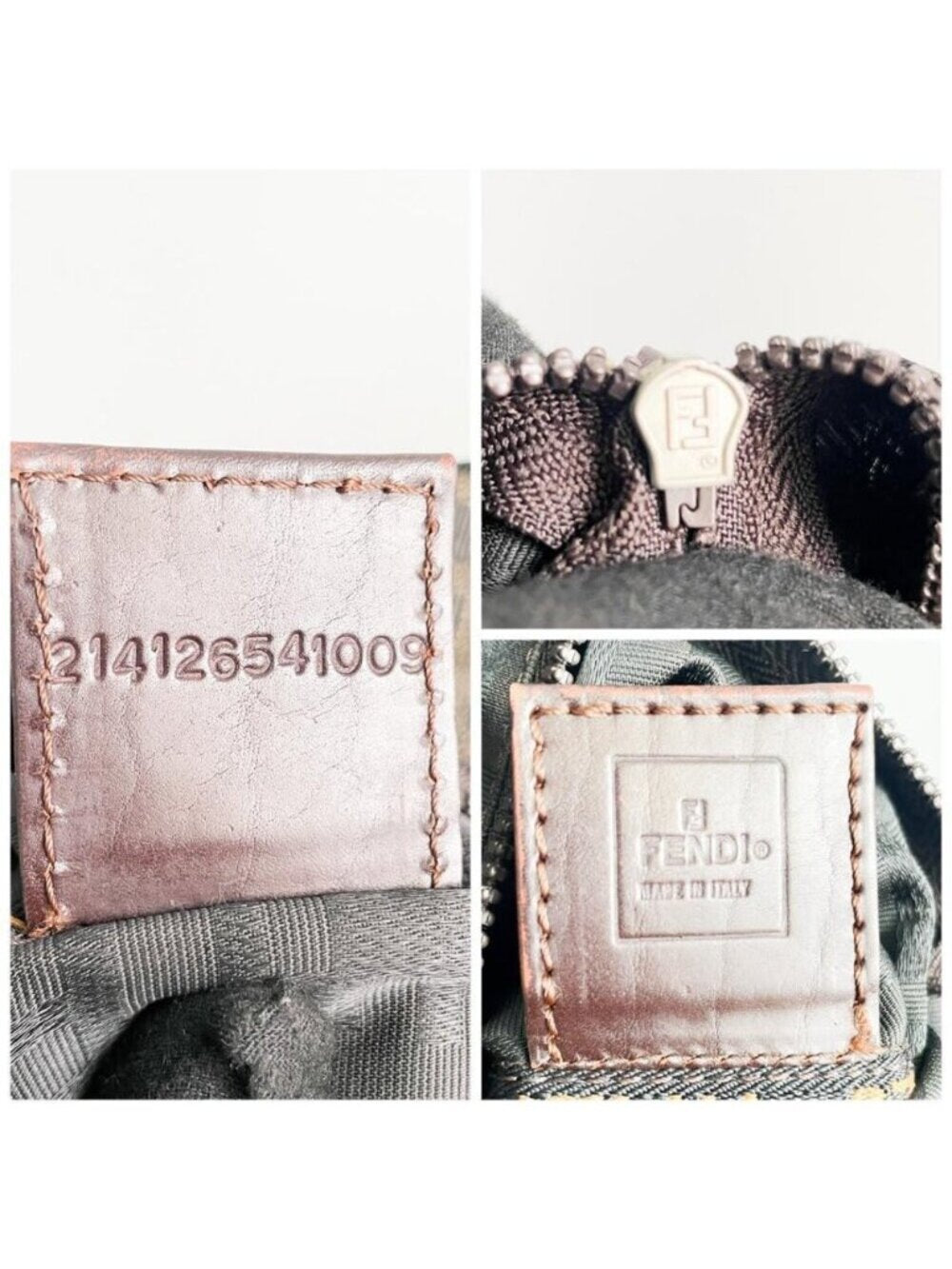 Fendi FF Vintage Zucca Canvas Mini Bag Small Handbag Tan Brown Y2
