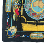 Hermes Scarf Silk Carre 90 le Geographe Geographer Black — view 4