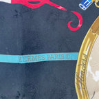 Hermes Scarf Silk Carre 90 le Geographe Geographer Black — view 7