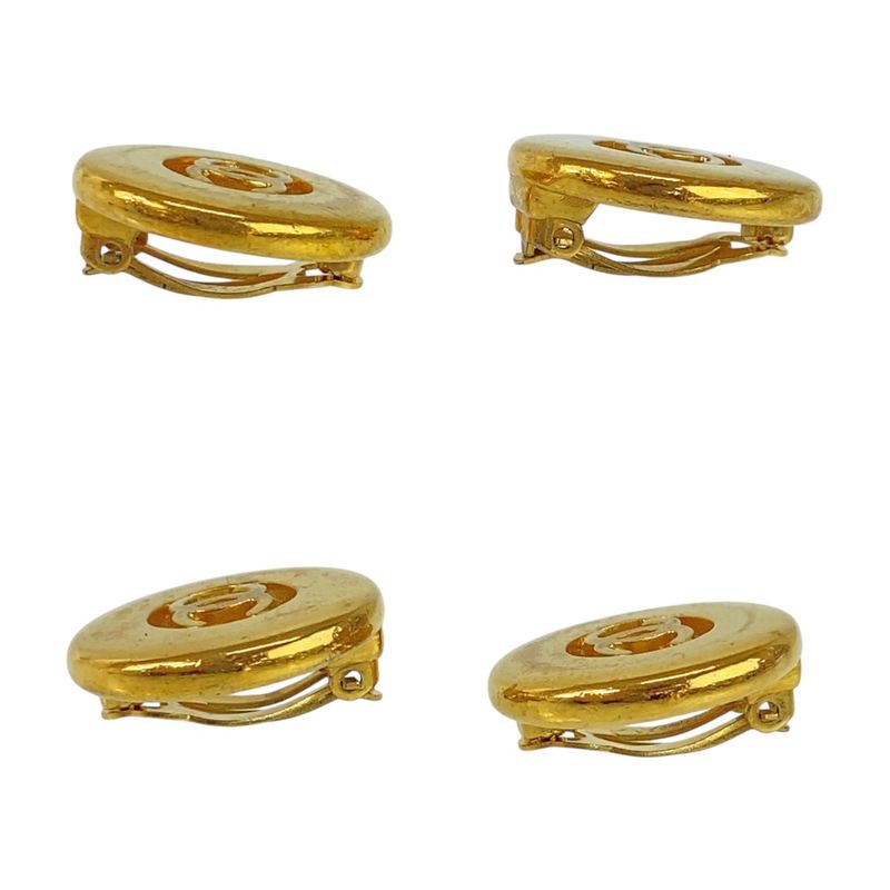 Chanel Vintage Coco Mark Gold Metal Earrings 97 Engraved — view 5