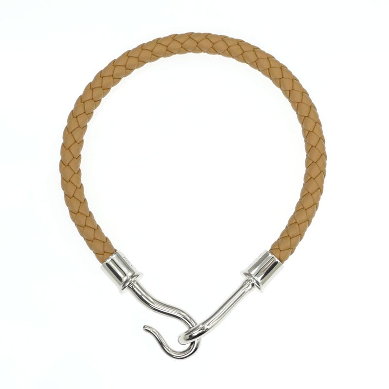 Hermes Jumbo Bracelet Braided Biscuit Silver Hardware Leather — view 7