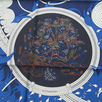 Hermes Carre 90 Legende Brodee Embroidered Legend Silk Blue Scarf 0227 — view 4