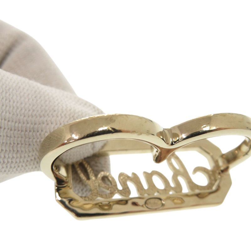 Chanel Double Finger L23 B Metal Stone Faux Pearl Gold Ring — view 9