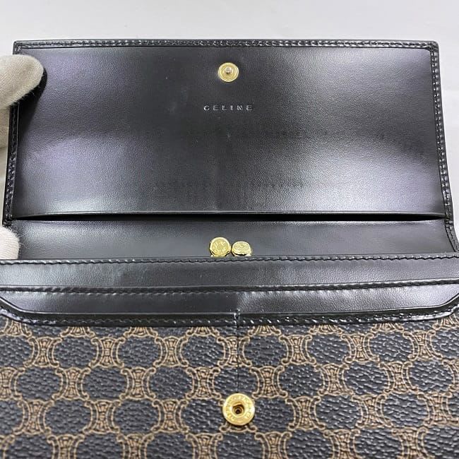 Celine Bifold Long Wallet Black Brown Macadam — view 6