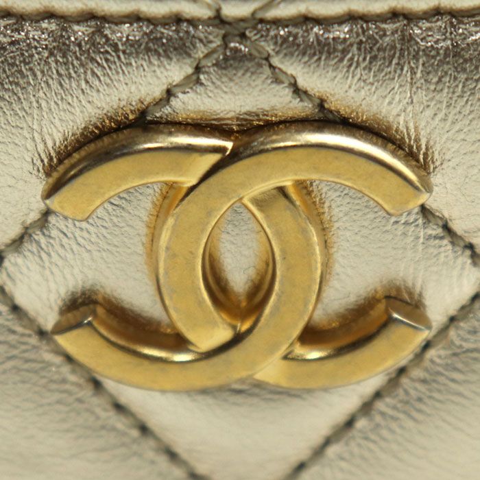 Chanel Quilted Chain Clutch Bag Gold Ap2803 — view 5