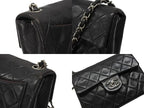 Chanel Mini Quilted 17 Shoulder Bag CC Logo Lambskin Black Silver — view 3